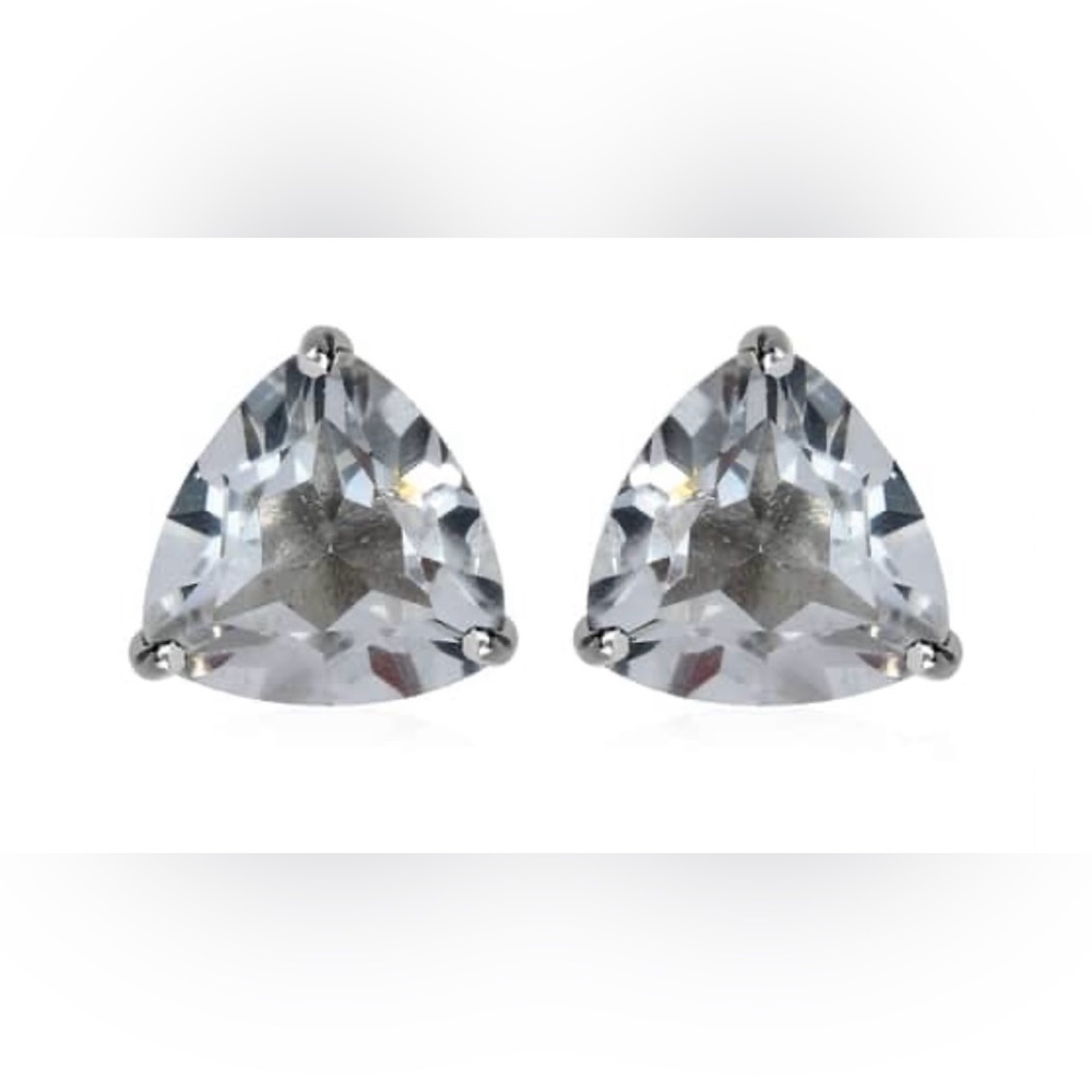 White Topaz Stud Earrings in Platinum Over
Sterling Silver 5.90 ctw